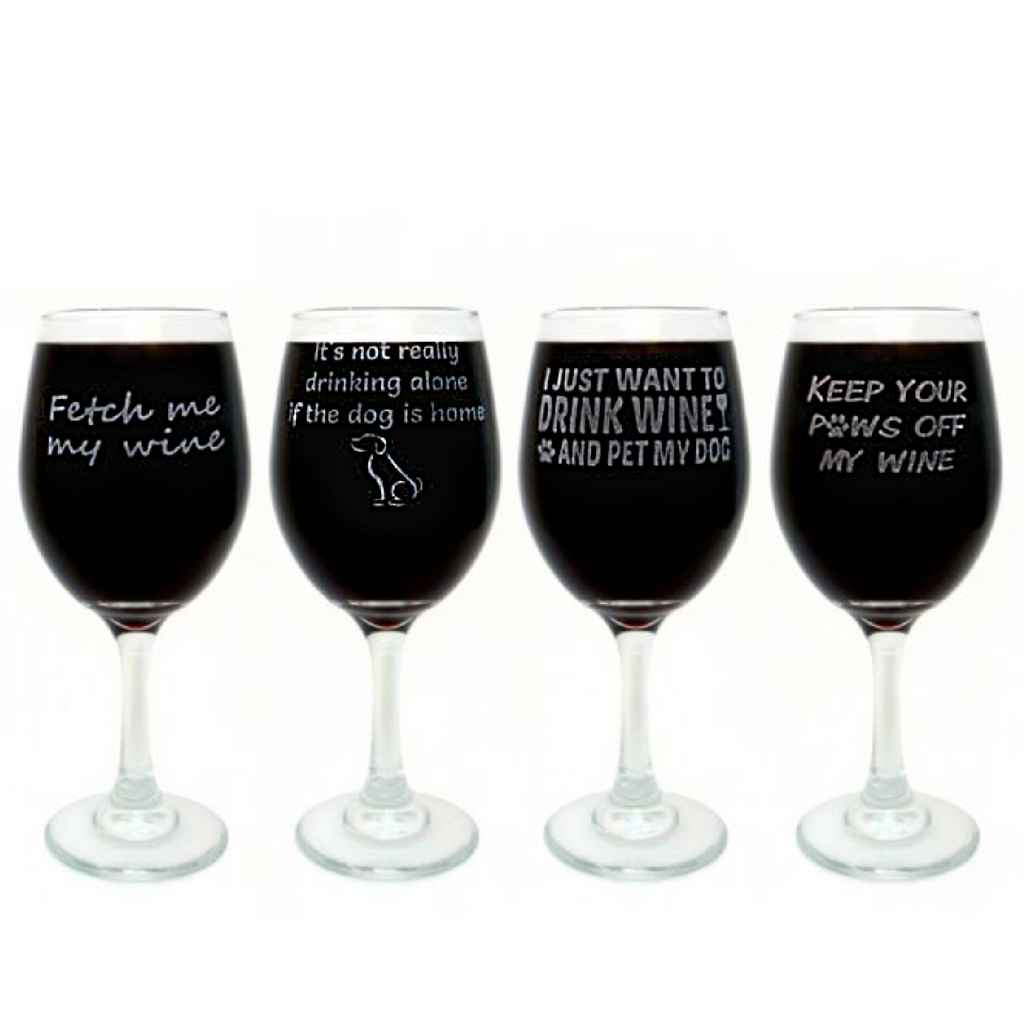 KEEP YOUR PAWS OFF MY WINE: Engraved Wine Glass